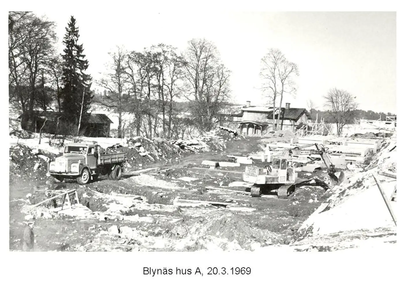Arkivfoto från bygget av Blynäs: hus A, 20.3.1969