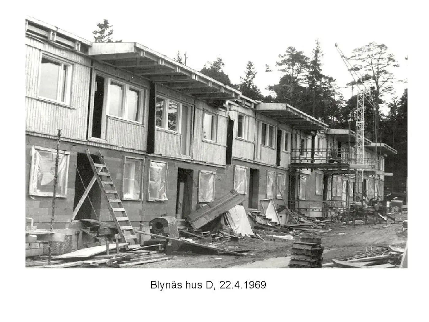 Arkivfoto från bygget av Blynäs: hus D, 22.4.1969