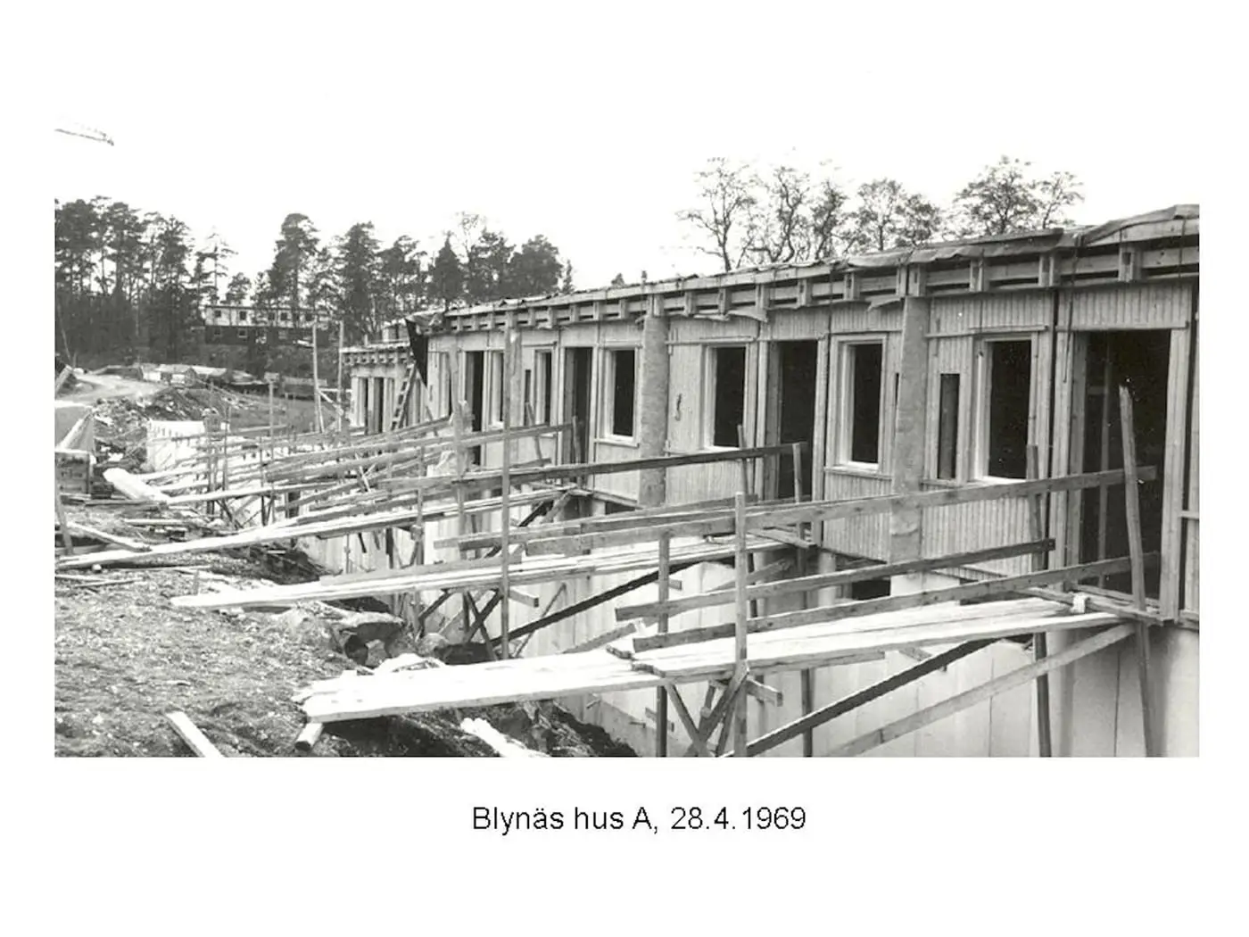 Arkivfoto från bygget av Blynäs: hus A, 28.4.1969