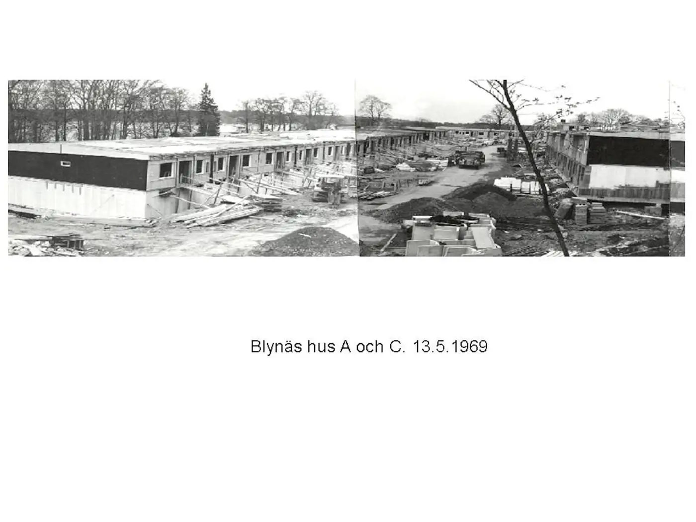 Arkivfoto från bygget av Blynäs: hus A och C, 13.5.1969