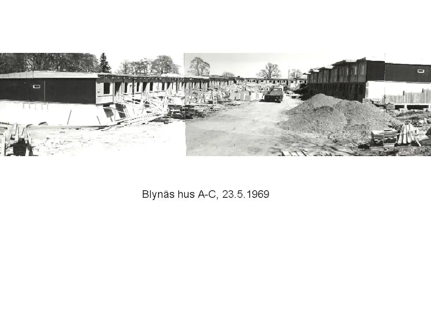 Arkivfoto från bygget av Blynäs: hus A-C, 23.5.1969