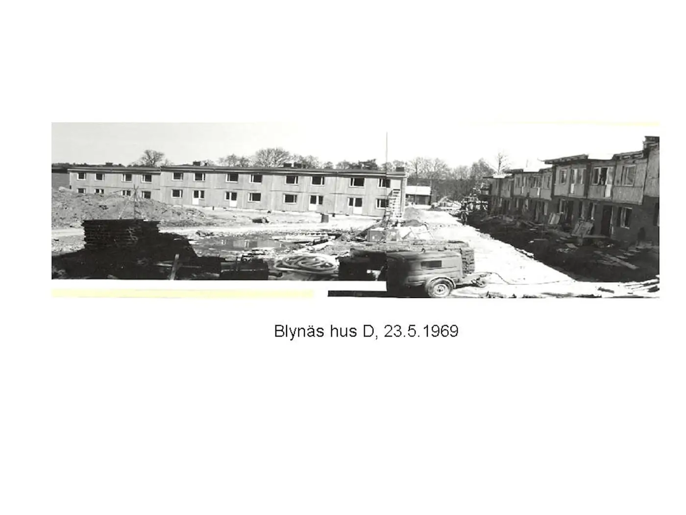 Arkivfoto från bygget av Blynäs: hus D, 23.5.1969