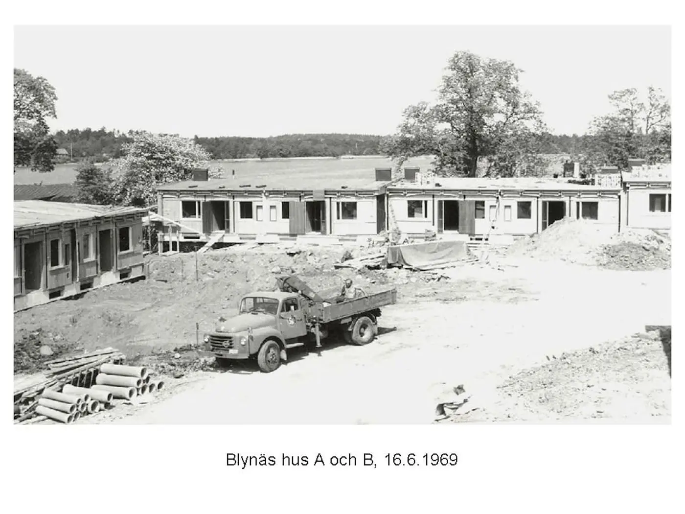 Arkivfoto från bygget av Blynäs: hus A och B, 16.6.1969