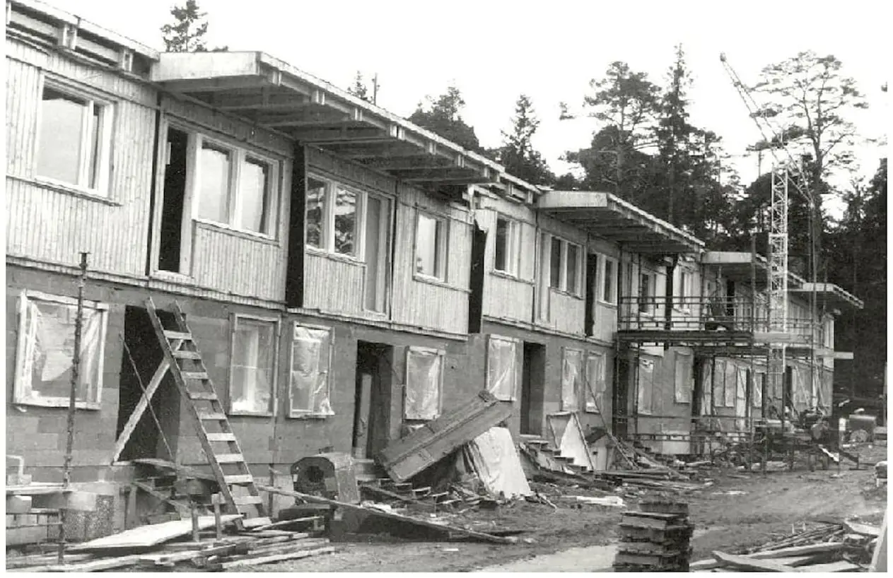 Arkivfoto från bygget av Blynäs: hus D, 22.4.1969